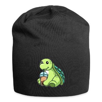 Tortue de thé à bulles Kawaii - Bonnet en jersey - noir - Devant