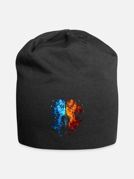 Feuer Geige Flammen Geigenspieler Violine - Jersey-Beanie - Schwarz