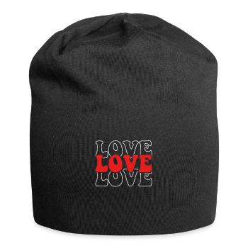 Dreifache Liebe - Jersey-Beanie - Schwarz - Vorne