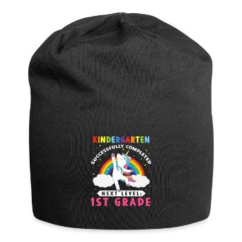 Kindergarten successfully completed unicorn - Jersey Beanie - black - Front