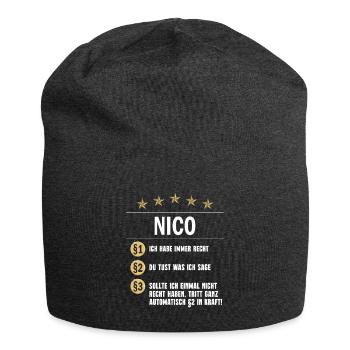 Nico Habe immer Recht Namenstag - Jersey-Beanie - Anthrazit - Vorne