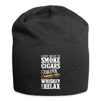Cigars and Whiskey Cigar Smoker Gift - Jersey Beanie - black - Front