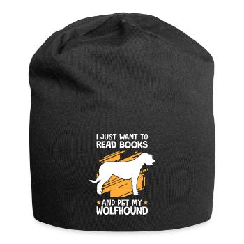 Reading Books and Petting irish Wolfhound - Jersey Beanie - black - Front