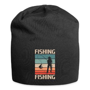 Retro Vintage Classic Fishing Fisherman - Jersey Beanie - black - Front