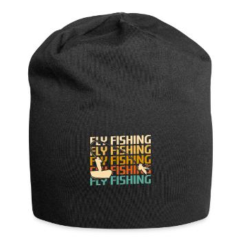 Retro Vintage Classic Fly Fishing Fisherman - Jersey Beanie - black - Front