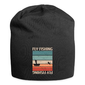 Retro Vintage Classic Fly Fishing Fisherman - Jersey Beanie - black - Front