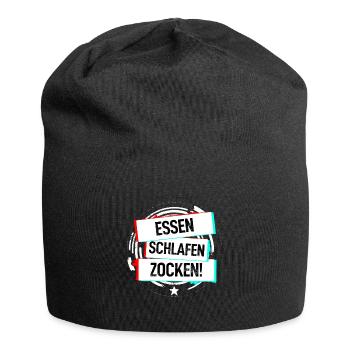 Essen Schlafen Zocken! - Jersey-Beanie - Schwarz - Vorne