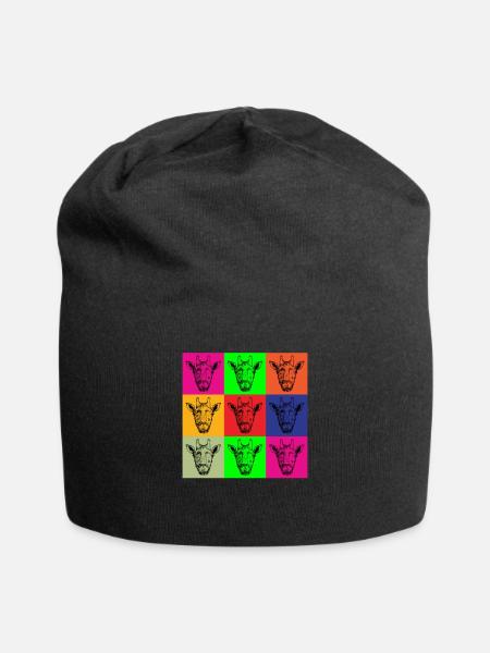 Retro Giraffen Lustiges Giraffen Geschenk - Jersey-Beanie - Schwarz