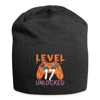 Halloween Pattern Pumpkin Game Gamer Birth Age 17 - Jersey Beanie - black - Front