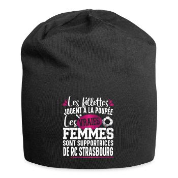 RC Strasbourg Supportrice Football Cadeau Femme - Bonnet en jersey - noir - Devant