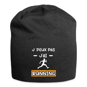 je peux pas j'ai running courir cadeau running - Bonnet en jersey - noir - Devant