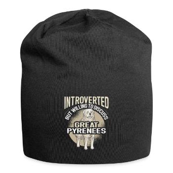 Introvertiert, aber diskussionsfreudig Große Pyren - Jersey-Beanie - Schwarz - Vorne
