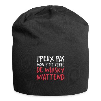 Je Peux Pas Mon P'tit Verre De Whisky M'attend - Bonnet en jersey - noir - Devant
