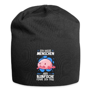 Blobfisch ich hasse Menschen hässlicher Fisch Meme - Jersey-Beanie - Schwarz - Vorne