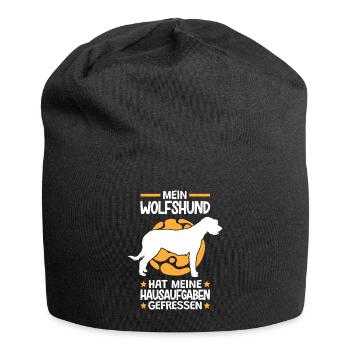 Irischer Wolfshund hat Hausaufgaben gefressen - Jersey-Beanie - Schwarz - Vorne