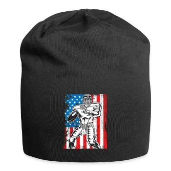 Quaterback on a Usa flag - Jersey Beanie - black - Front
