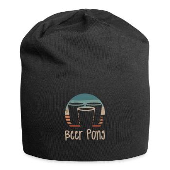 Jeu à boire rétro vintage classique beer pong - Bonnet en jersey - noir - Devant