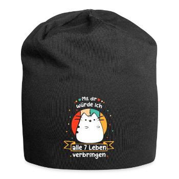 Katze lustiger Katzen Spruch Kätzchen Comic Kater - Jersey-Beanie - Schwarz - Vorne