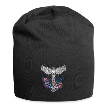 Thor Hammer Raven Mjölnir Rune Viking Galaxy - Jersey Beanie - black - Front
