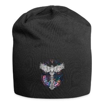 Thor Hammer Raven Mjölnir Rune Viking Galaxy - Jersey Beanie - black - Front