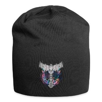 Thor Hammer Raven Mjölnir Rune Viking Galaxy - Jersey Beanie - black - Front