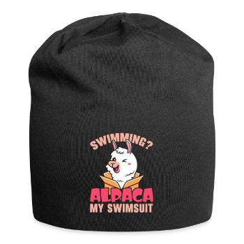 Schwimmen Alpaka Mein Badeanzug Llama Lover Schwim - Jersey-Beanie - Schwarz - Vorne