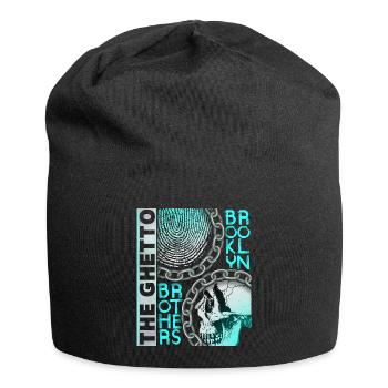 Vintage-Design New York Brooklyn mit Totenkopf - Jersey-Beanie - Schwarz - Vorne