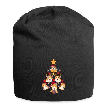 Baum Meerschweinchen Weihnachten Tiere Liebhaber - Jersey-Beanie - Schwarz - Vorne