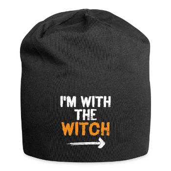 Ich bin mit der Hexe Funny Halloween Ehemann Ehefrau - Jersey-Beanie - Schwarz - Vorne