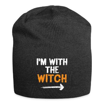 I'm With The Witch Funny Halloween Husband Wife - Jersey Beanie - charcoal grey - Front