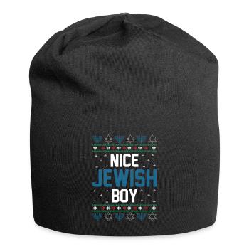 Hanukkah Jewish Ugly Christmas - Nice Jewish Boy - Jersey Beanie - black - Front