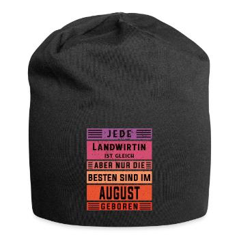 Bauern Geburtstag August geboren Landwirtin - Jersey-Beanie - Schwarz - Vorne