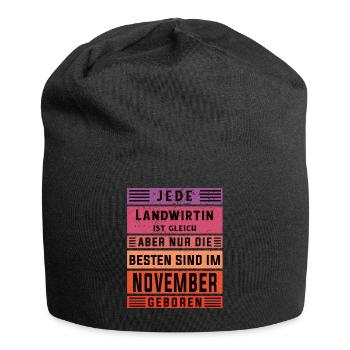 Bauern Geburtstag November geboren Landwirtin - Jersey-Beanie - Schwarz - Vorne