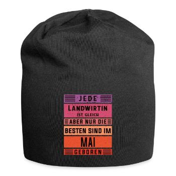 Bauern Geburtstag Mai geboren Landwirtin - Jersey-Beanie - Schwarz - Vorne
