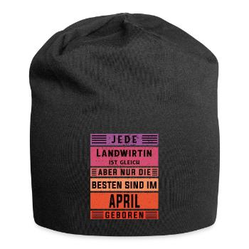 Bauern Geburtstag April geboren Landwirtin - Jersey-Beanie - Schwarz - Vorne