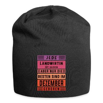 Bauern Geburtstag Dezember geboren Landwirtin - Jersey-Beanie - Schwarz - Vorne