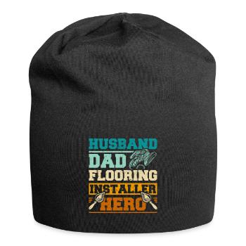 Husband dad flooring installer hero - Jersey Beanie - black - Front