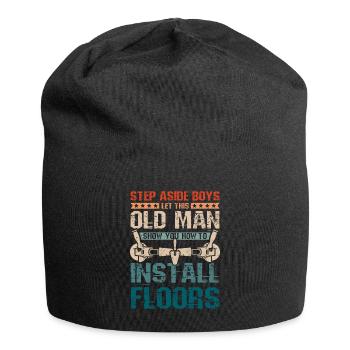 Old man flooring installer - Jersey-Beanie - Schwarz - Vorne