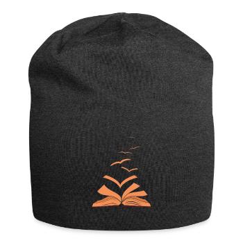 Buch Vögel Fliegender Vogel Bücherwurm - Jersey-Beanie - Anthrazit - Vorne