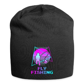 Retro Vintage Classic Fishing Fisherman - Jersey Beanie - black - Front