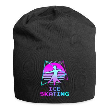 Patineur sur glace rétro vintage classique - Bonnet en jersey - noir - Devant