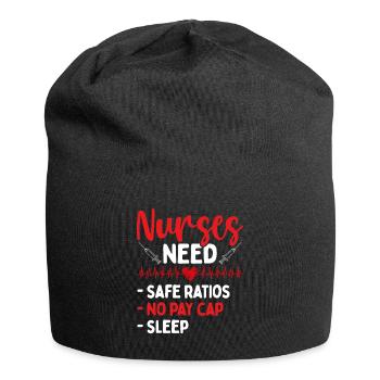RN CNA Safe Ratios No Pay Cap Sleep Nurse - Jersey-Beanie - Schwarz - Vorne