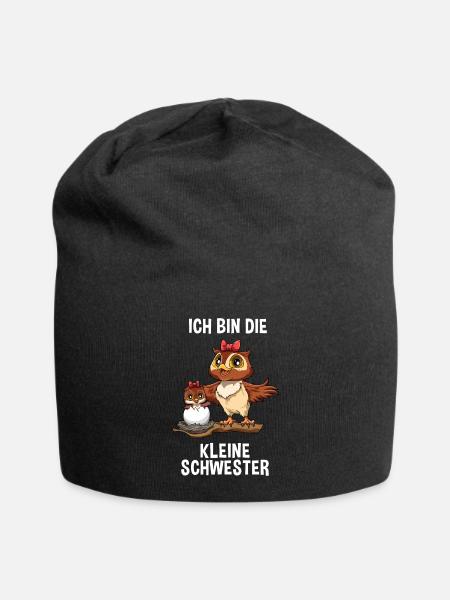 Eule kleine Schwester - Ich bin die kleine - Jersey-Beanie - Schwarz