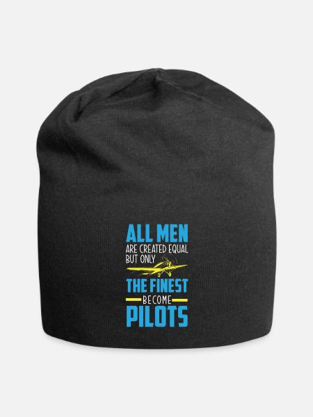 Flugzeug Luftfahrt Pilot Lustiges Piloten Geschenk - Jersey-Beanie - Schwarz