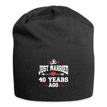 Just Married 40 Years Ago 40th Wedding Anniversary - Jersey-Beanie - Schwarz - Vorne