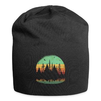 Retro Wald Outdoor Wandern Natur - Jersey-Beanie - Schwarz - Vorne