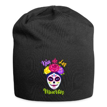 Dia-de-los-Muertos, La-Catrina, Crâne de sucre - Bonnet en jersey - noir - Devant