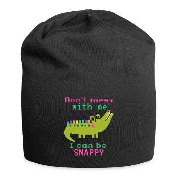 Krokodil-Crocodile, lustiger Spruch, Pun - Jersey-Beanie - Schwarz - Vorne