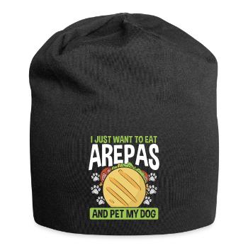 Colombian Food Arepas Lover Pet my Dog Owner - Jersey Beanie - black - Front