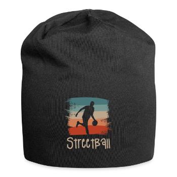 Joueur de basket-ball de streetball classique rétro vintage - Bonnet en jersey - noir - Devant